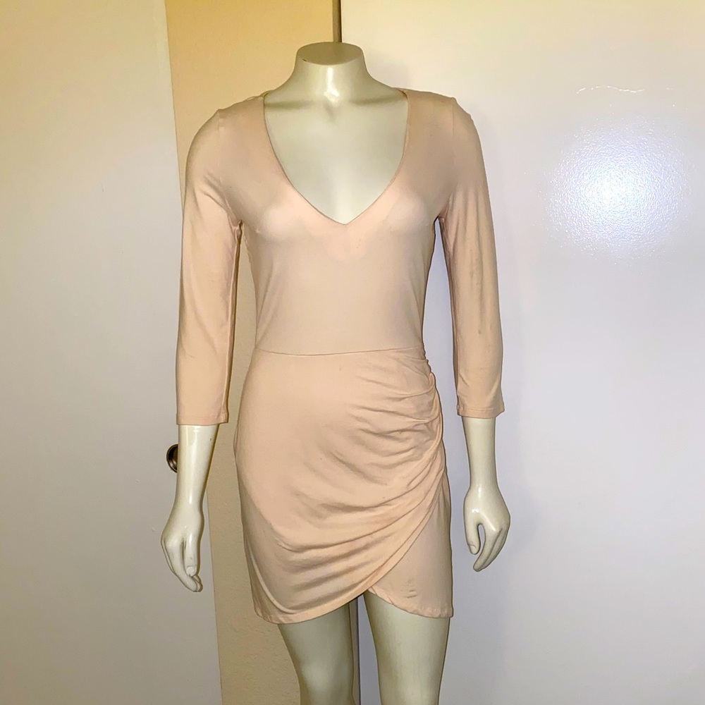 Light Pink Deep V-Neck Nasty Gal Dress